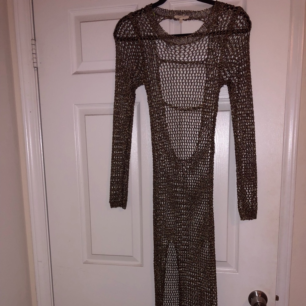 Metallic net see-through shirt